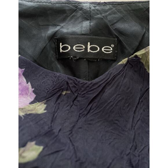 Vintage 90s Y2k Bebe Black Floral Goth Betsey Boho Midi Dress Size S - Picture 7 of 7